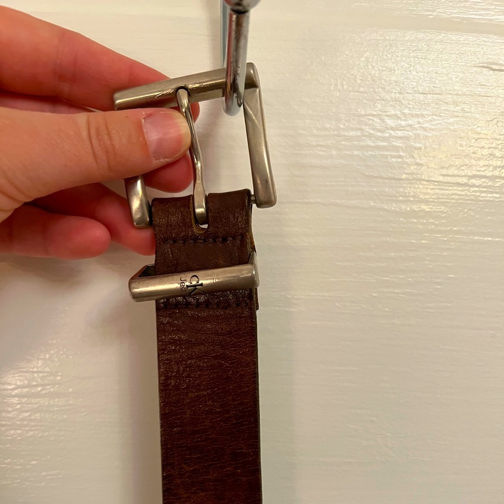 Calvin Klein Dark Brown Belt with Silver Buckle